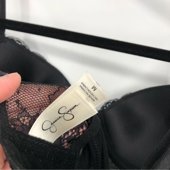 JESSICA SIMPSON Black Mesh‎ Lace Babydoll Medium - Picture 3 of 6